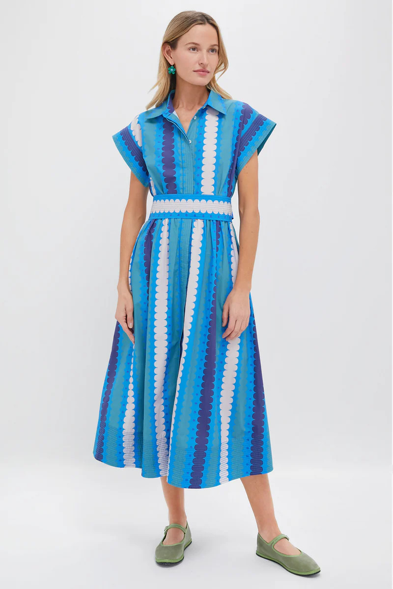 Meko Blue Belted Shirt Dress | Tuckernuck (US)