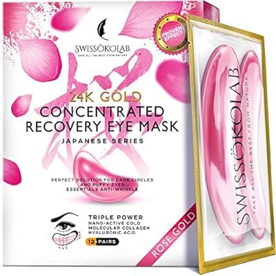 Eye Pads 24k Rose Gold Eye Mask Anti-Aging Hyaluronic Acid Eye Patches Pink Under Eye Mask for Mo... | Amazon (US)