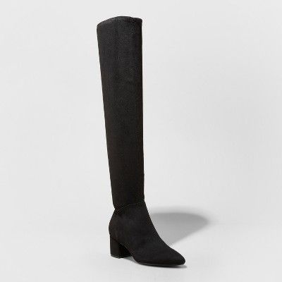 Women's Navaih Pointed Toe Over The Knee Fashion Boots - A New Day™ Black 5.5 | Target