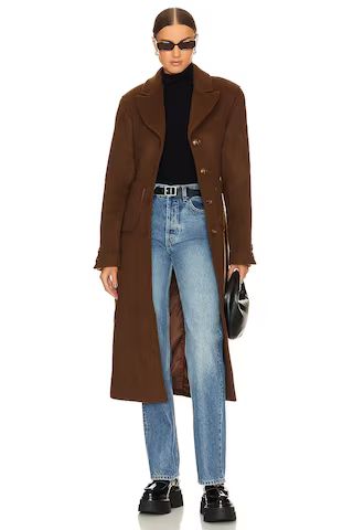 L'Academie x Marianna Long Coat in Espresso Brown from Revolve.com | Revolve Clothing (Global)