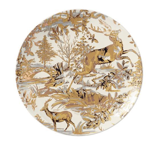 Alpine Toile Salad Plate, Set of 4 - Gold | Pottery Barn (US)