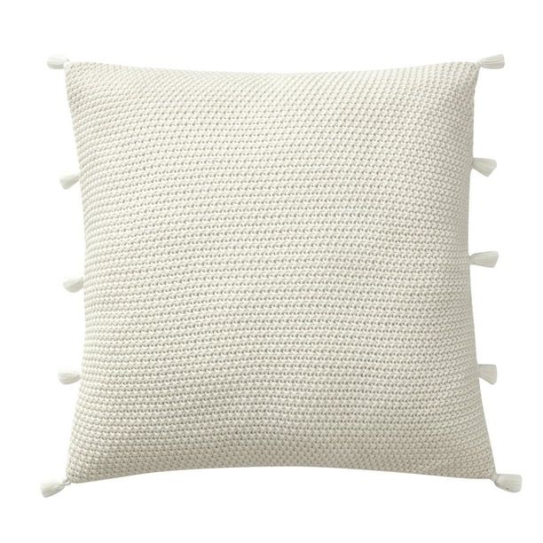 My Texas House Sophia Sweater Knit Decorative Pillow Cover, 20" x 20", Ivory | Walmart (US)