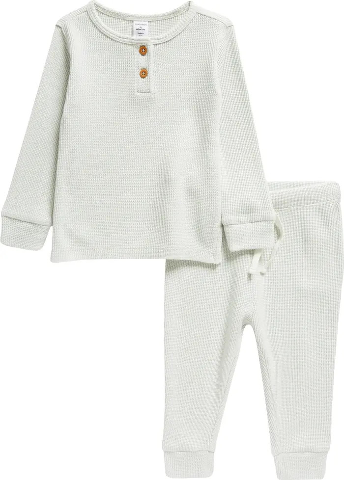 Waffle Knit Cotton Henley & Joggers Set | Nordstrom