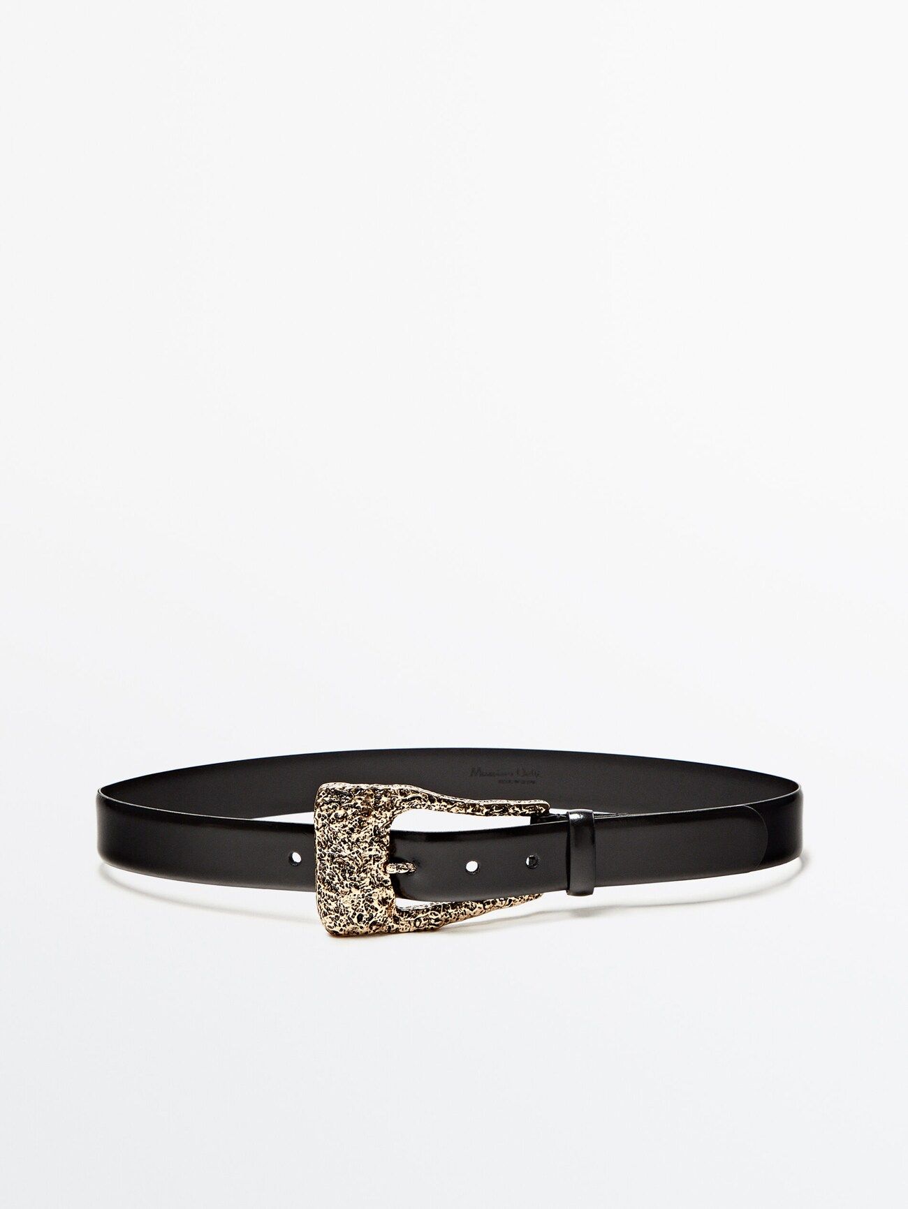 Leather belt with textured buckle | Massimo Dutti (US)