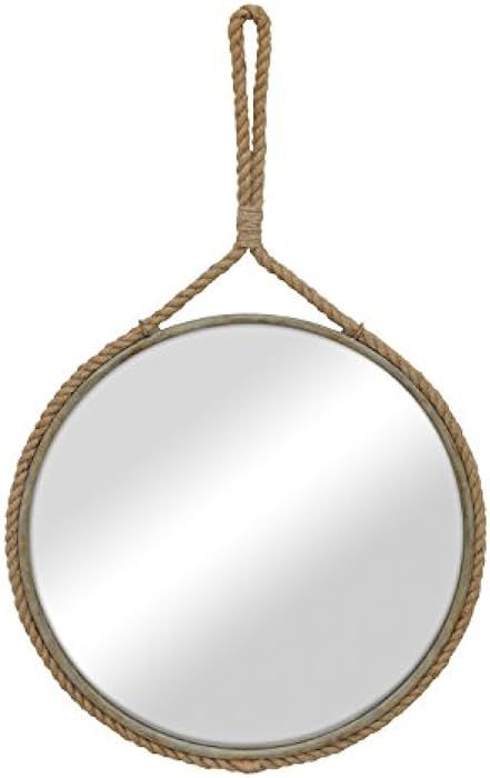 Stonebriar Round Decorative Mirror with Metal Frame & Rope Hanging Loop for Wall, Nautical or Far... | Amazon (US)