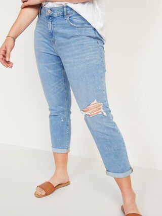 Mid-Rise Boyfriend Straight Ripped Jeans for Women | Old Navy (US)