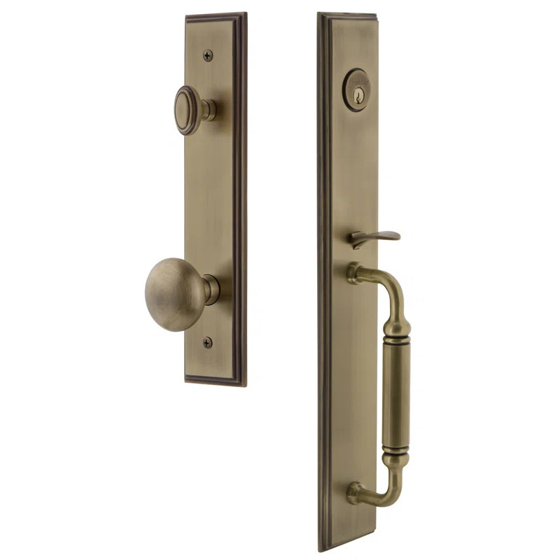 Carré One-Piece Handleset with Single Cylinder Deadbolt and C Grip with Fifth Avenue Knob | Wayfair North America