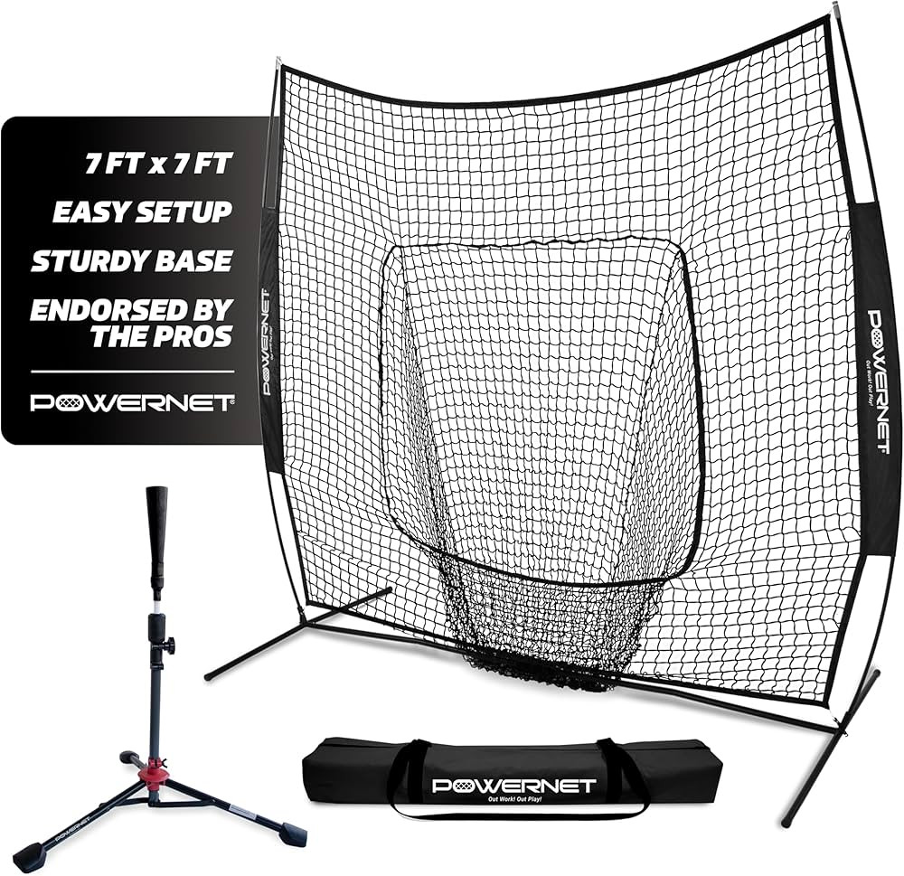 PowerNet Baseball Softball Practice Net 7x7 with Baseball Accessories for Practice Pitching, Batt... | Amazon (US)