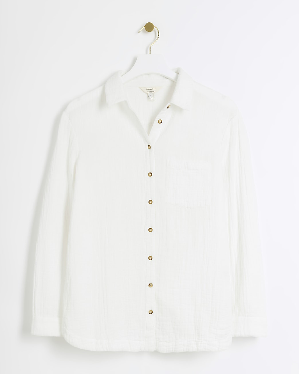 White textured long sleeve shirt | River Island (UK & IE)
