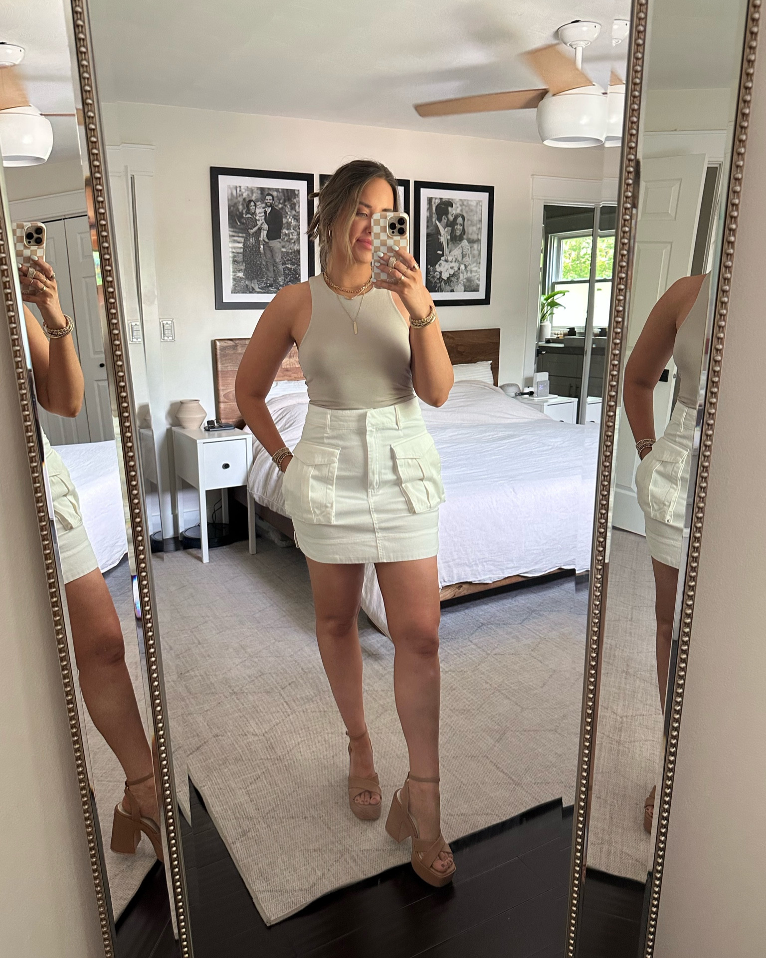 Utility skirt and basic cami 🤍🤍 love this skirt so much! I would go up a size though, I’m in a medium and wish it was a bit looser on me! Typically a size 6/8. Cami is a size medium, too 🤍

Shop Bohme, summer haul, summer skirt, basics, utility skirt 

#LTKFind #LTKSeasonal