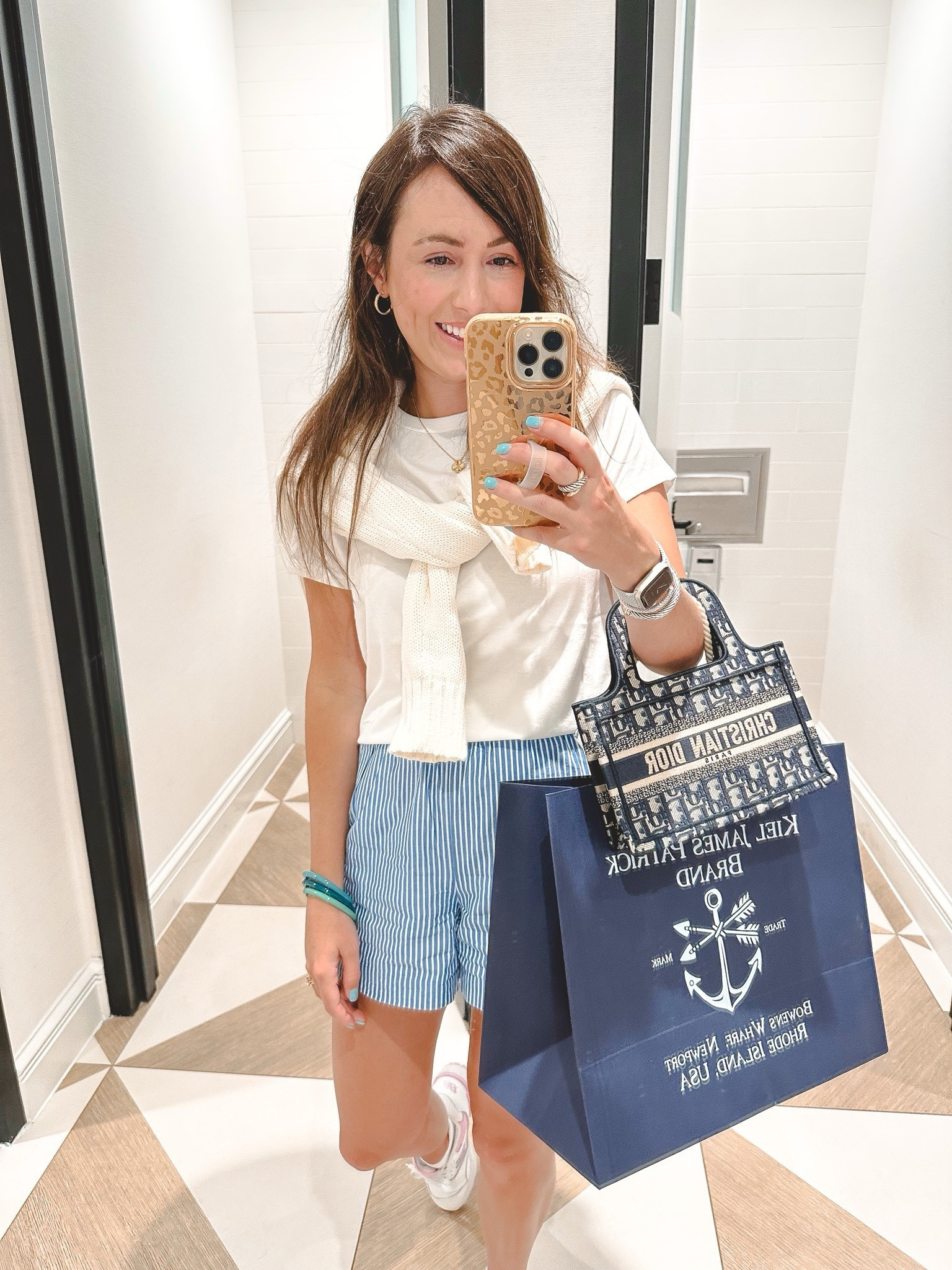 White tee (size small) with j crew stripe shorts (xs)
  



#LTKSeasonal #LTKStyleTip #LTKFindsUnder100