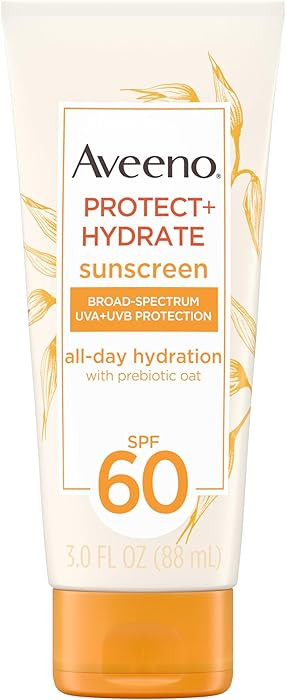 Aveeno Protect + Hydrate Moisturizing Body Sunscreen Lotion with Broad Spectrum SPF 60 & Prebioti... | Amazon (US)