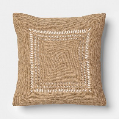 20"x20" Natural Weave Outdoor Patio Throw Pillow Tan - Threshold™ designed with Studio McGee | Target