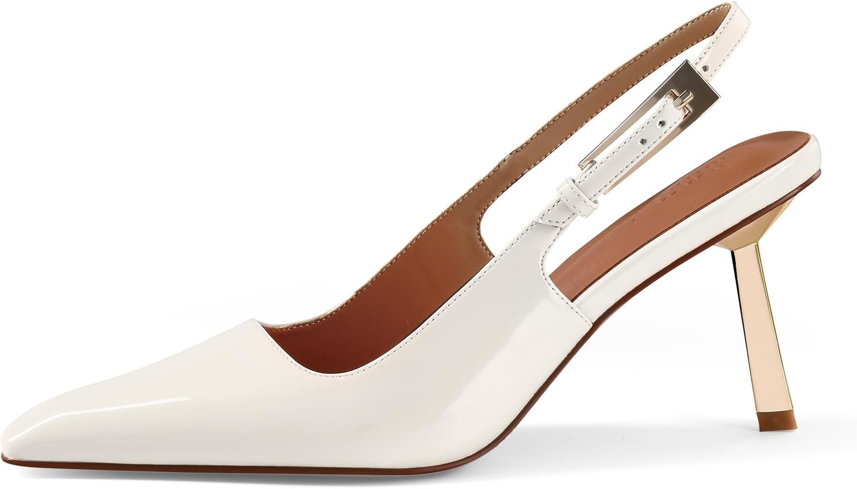 iiimmu Slingback Heels for Women 3.5 in / 4 in Kitten Heel Closed Toe Pumps Stiletto Dress Shoes | Amazon (US)