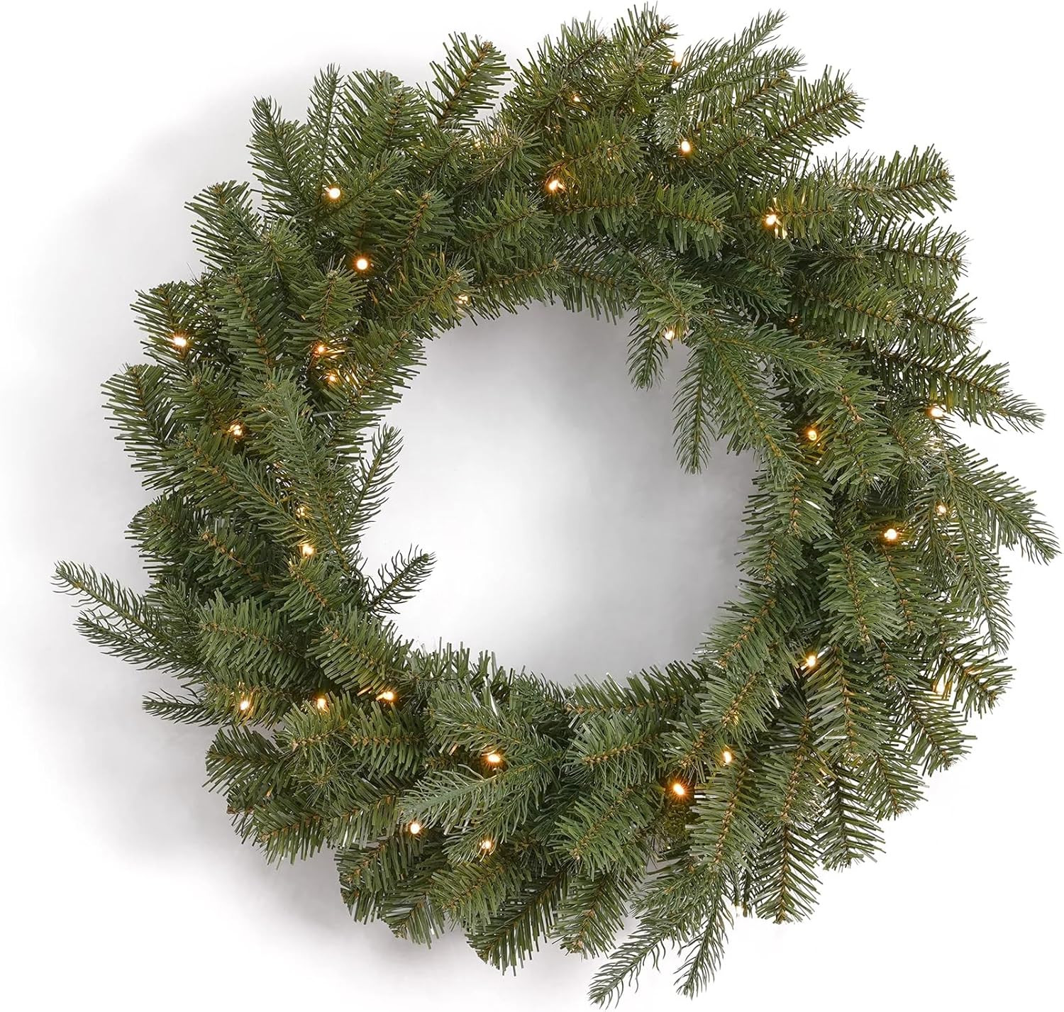 Valley Pine 24“ Pre-Lit PE/PVC Wreath,130 Tips, Battery Operated, 40 Warm White LEDs | Amazon (US)