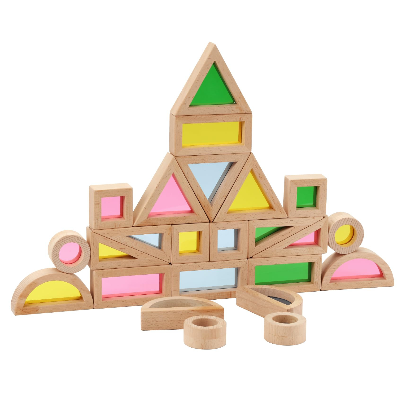Rainbow Acrylic Stacking Blocks - 24PCS Montessori Toy and Construction Toy, Preschool Learning, ... | Amazon (US)
