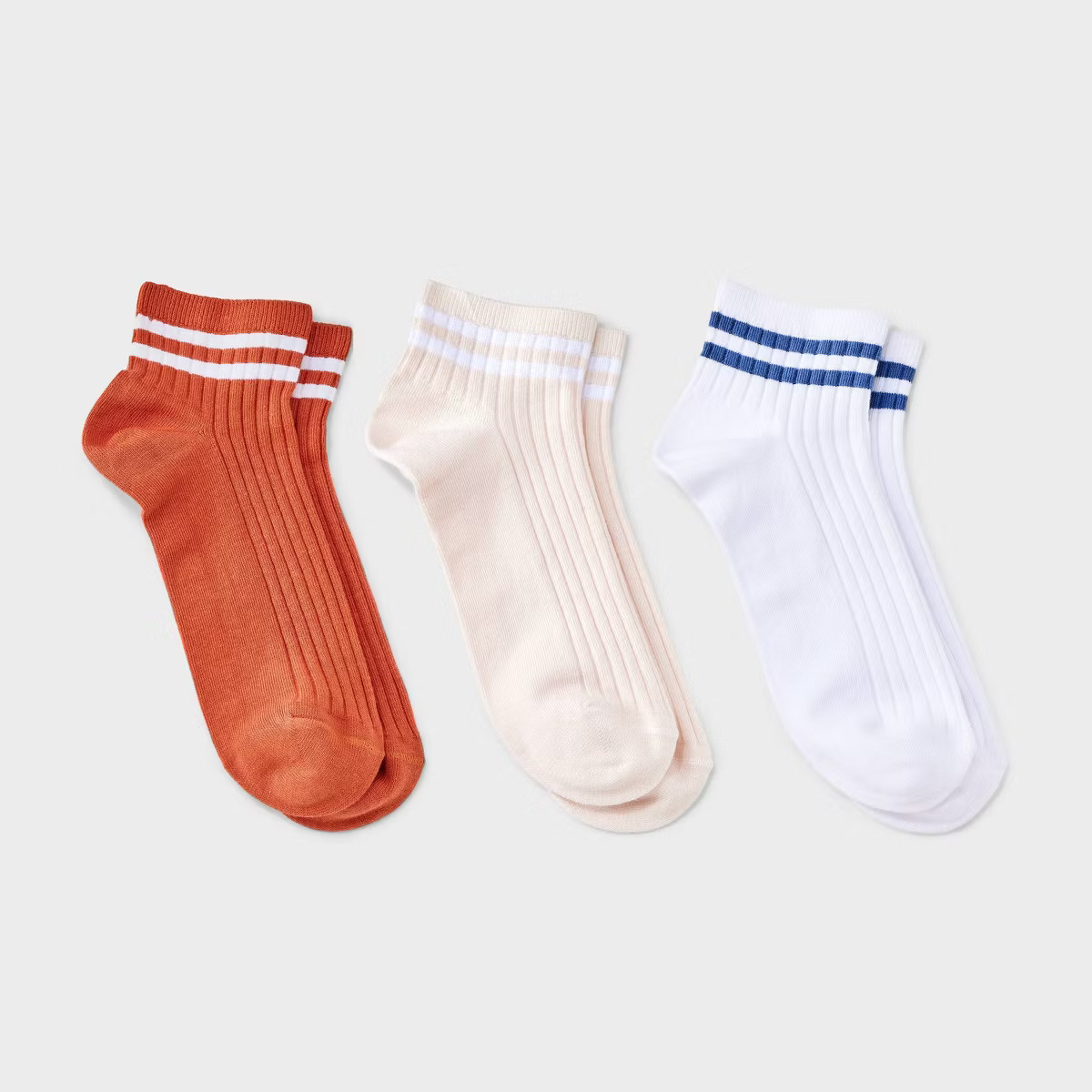 Women's Varsity Striped Ribbed 3pk Ankle Socks - Universal Thread™ 4-10 | Target
