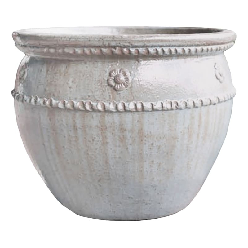 Small White Glazed Clay Pot, 7" | At Home