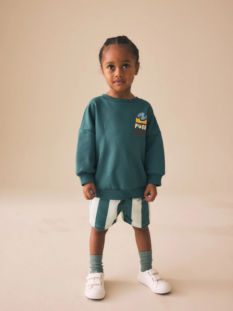 Dark Green Crew Neck Sweatshirt and Shorts Set (3mths-7yrs) (3mths-7yrs) | Next US