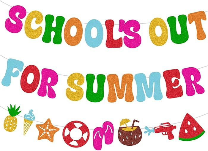 Pre-Strung School\u2019s Out for Summer Banner for Boys Girls Celebrate Last Day of School End of... | Amazon (US)