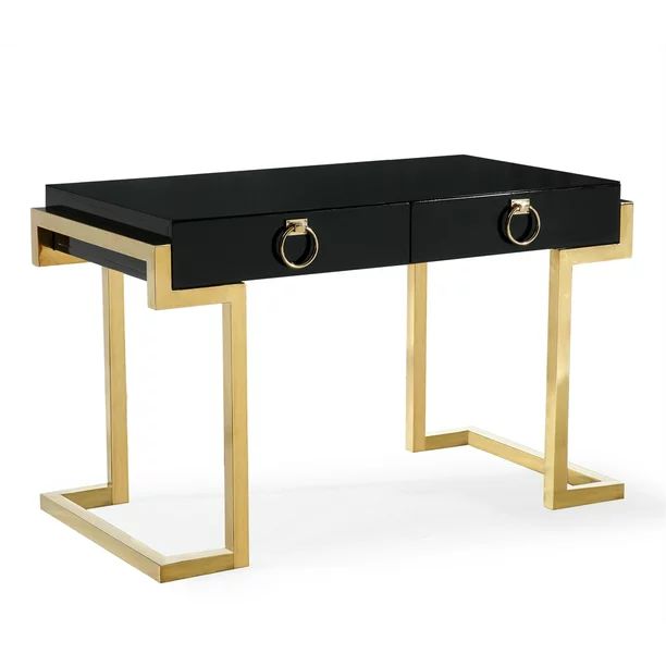 TOV Furniture Majesty Black Lacquer Writing Desk with Gold Legs - Walmart.com | Walmart (US)