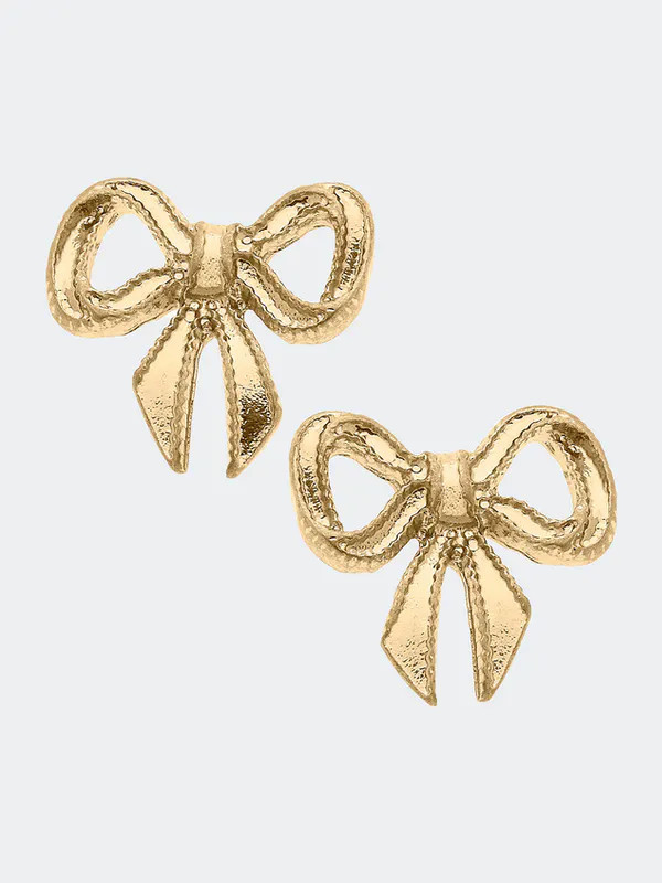 Canvas Style Dominique Bow Stud Earrings - Gold | Verishop