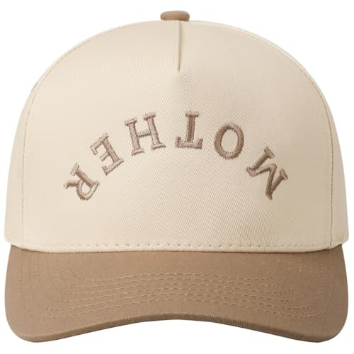 MIRMARU Two-Tone Vintage Canvas Trucker Hats for Men & Women, Adjustable Size Baseball Caps with Trendy Embroidered Design (US, Alpha, One Size, Mother Upside Down,Beige) | Amazon (US)