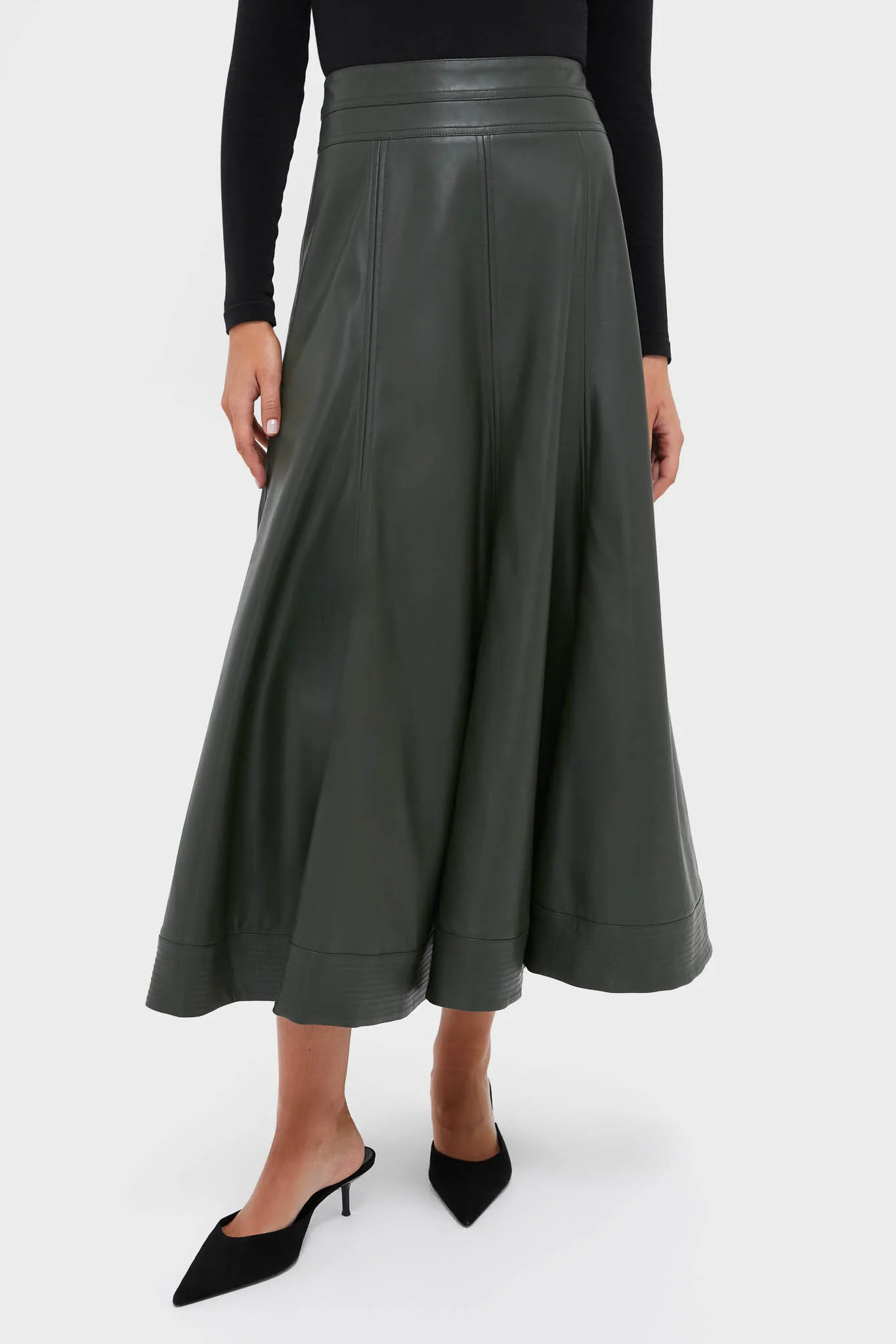 Dark Hunter Green Leather Brynn Skirt | Tuckernuck (US)