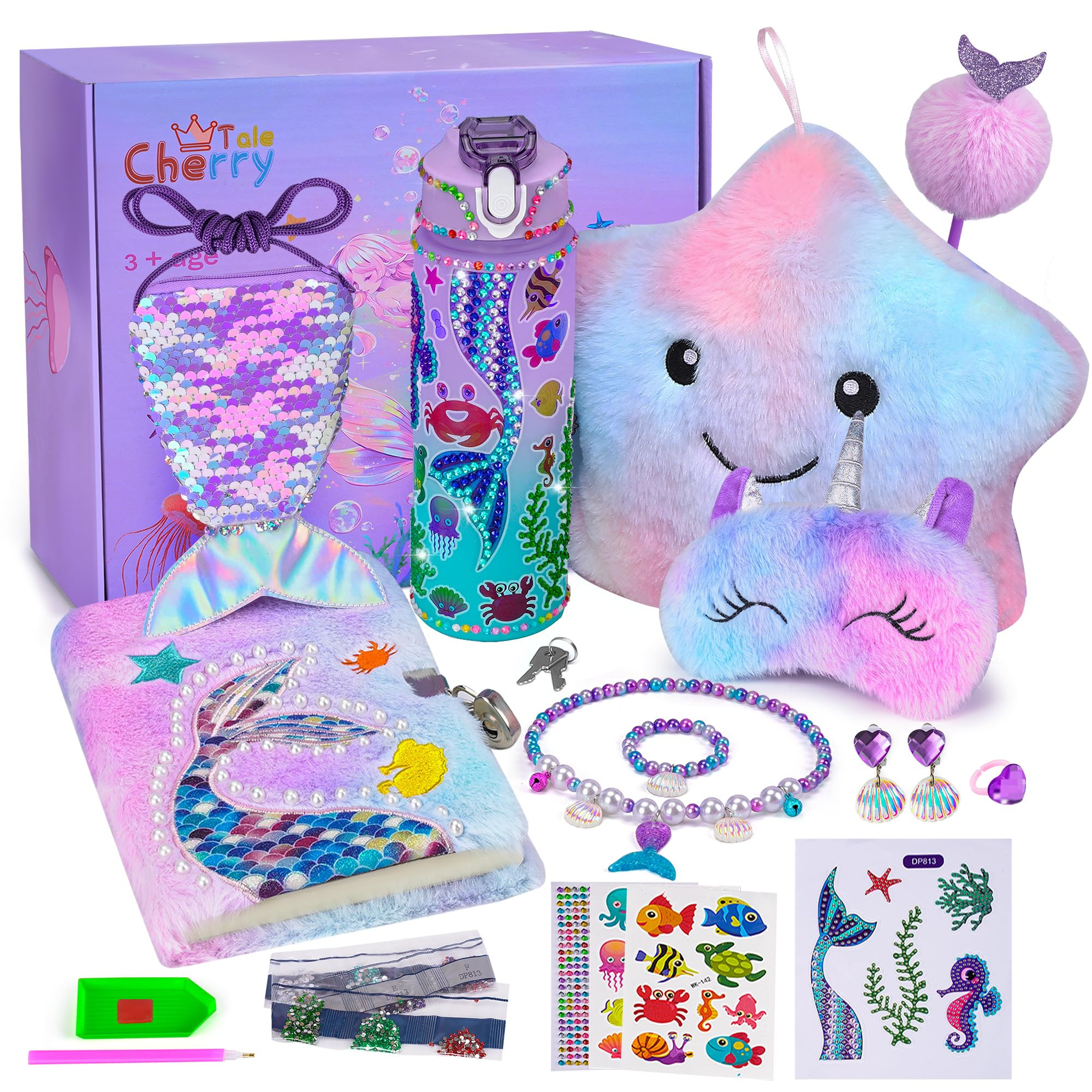 Mermaid Gifts for Girls Age 4 5 6 7 8 9 10, Girls Mermaid Birthday Gifts Set with Light Up Star P... | Amazon (US)