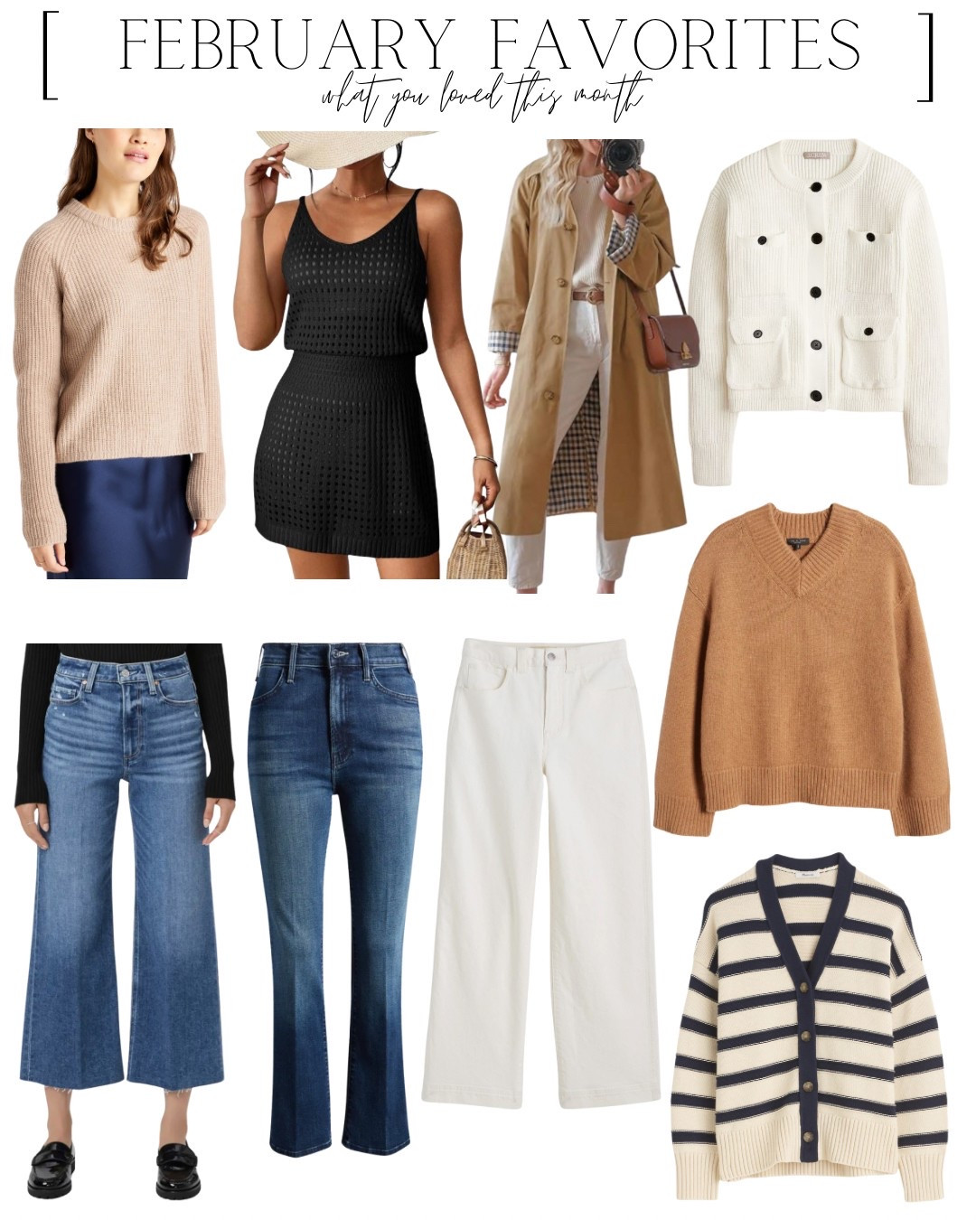 Wardrobe basics
Best jeans
Spring sweaters
Swim cover up 