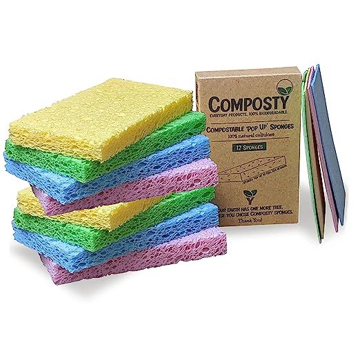 Composty® | 'Pop-Up' Eco Sponges | 12 Pack | Compostable | Zero Waste | Plastic Free | 100% Natu... | Amazon (US)