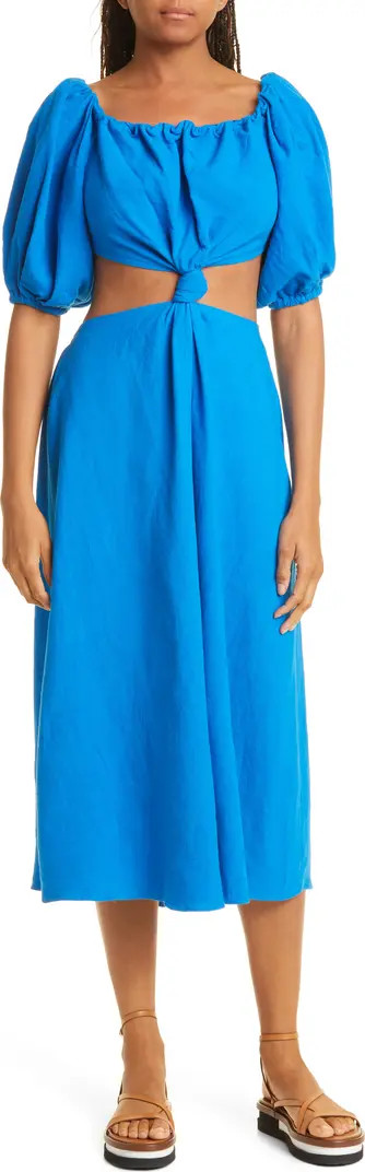 FARM Rio Cutout Waist Linen Blend Dress | Nordstrom | Nordstrom