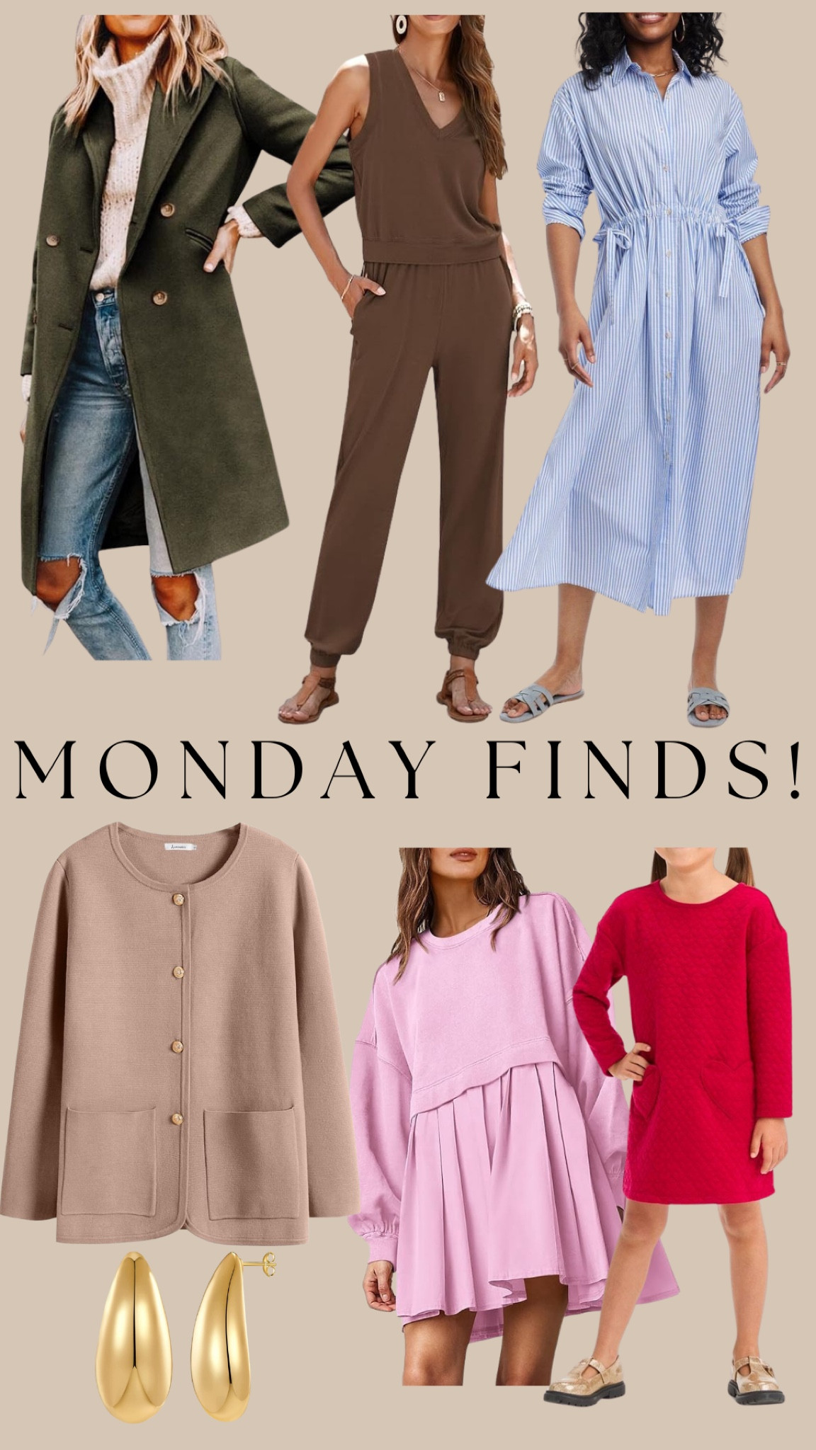 MONDAY FINDS! Amazon coat, Amazon set, new target blue and white striped dress, cardigan, pleated sweatshirt dress, little girls valentine dress and drop earrings  

#LTKstyletip #LTKworkwear #LTKfindsunder100