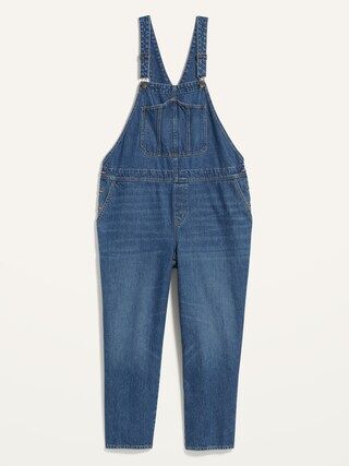 Slouchy Straight Medium-Wash Workwear Plus-Size Jean Overalls | Old Navy (US)