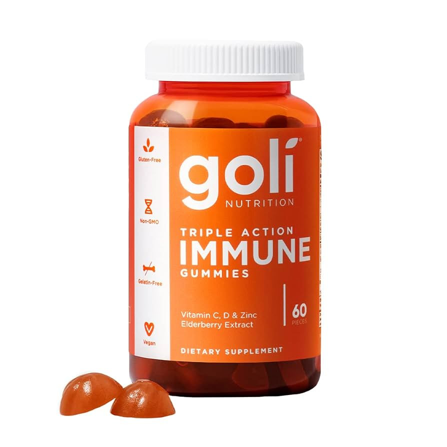 Goli Immune Vitamin Gummy - 60 Count - Elderberry, Vitamin C, D & Zinc, Vegan, Non-GMO, Gluten-Fr... | Amazon (US)