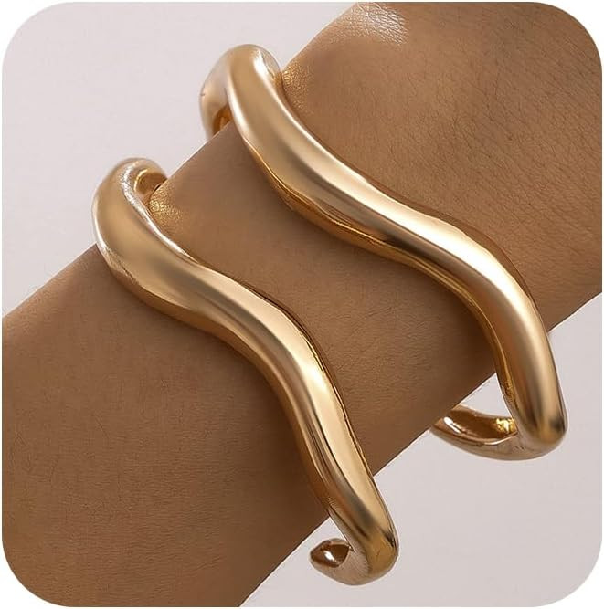 Atiptu 2Pcs Gold Cuff Bracelets Set for Women Chunky Gold Bracelet Adjustable Open Stack Bracelet... | Amazon (US)