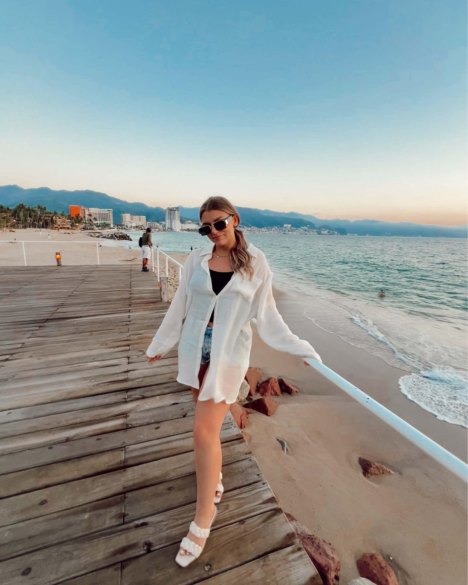 Puerto Vallarta golden hour in my fav beach essentials 🌅✨ #puertovallarta #goldenhour 

#LTKTravel #LTKMidsize #LTKSummerSales