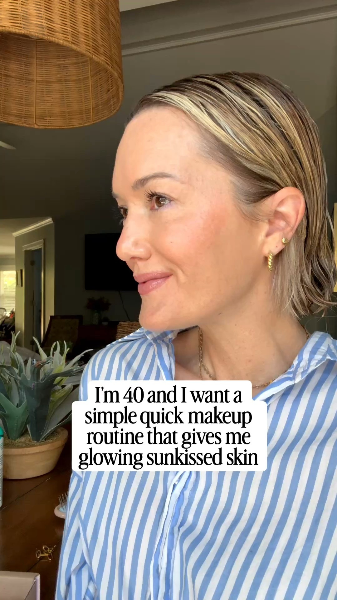 40 year old over here with the most simple makeup routine that gives a great glow!

Sunny days skin tint in 20 Mulholland
Swipe serum concealer in 7.5 lad
Mascara in Jet
BeachPlease cheek balm in Rush Hour
Lip pencil in Check Me Out
Lip jelly in Pistachio

#LTKBeauty #LTKOver40 #LTKgrwm