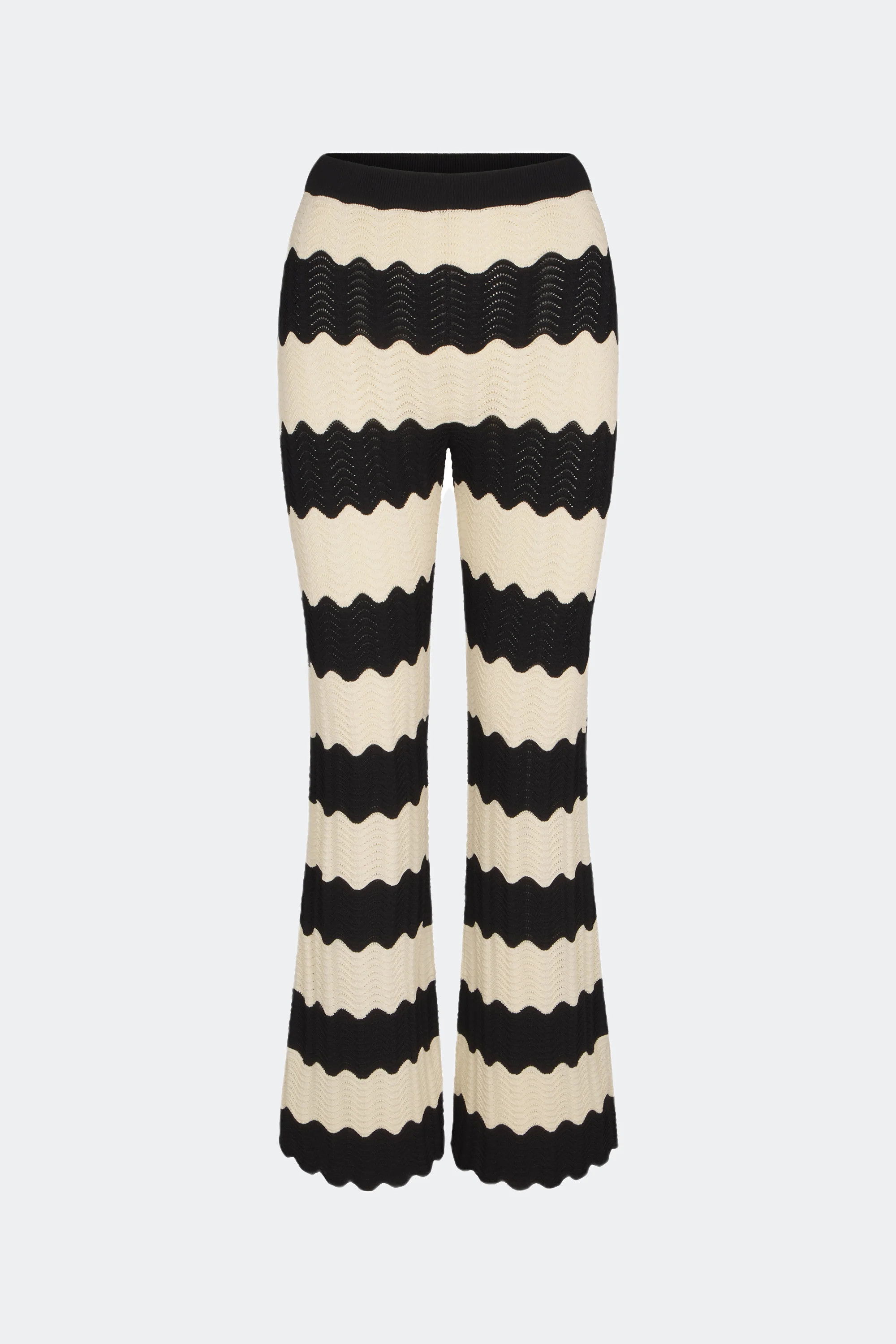Moji
           Knit Pant in Black/Macadamia Wave Stripe | Simon Miller