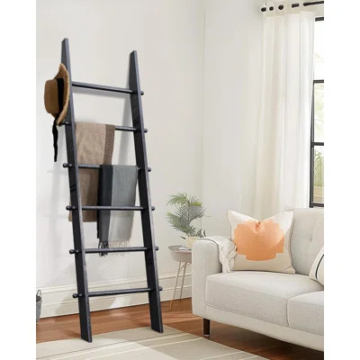 6-Tier Blanket Ladder With Hanging Knobs, 5.5 Ft Wall Leaning Blanket Ladders For Living Room Bedroom,Rustic Decorative Storage For Quilts,Throws,Easy | Wayfair North America