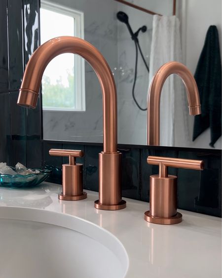 Copper bathroom faucet pairs perfect with this teal tile! 

#LTKstyletip #LTKhome