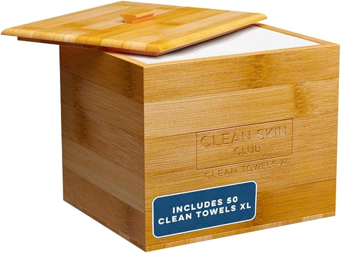 Clean Skin Club Luxe Bamboo container with Removable Cover includes Clean Towels® Original XL 50... | Amazon (US)