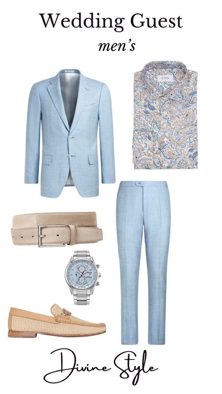 Be the most stylishly dressed wedding guest wearing a spring suit and print shirt. Love this neutral blue suit you can wear over and over.

#LTKshoecrush #LTKmens #LTKwedding