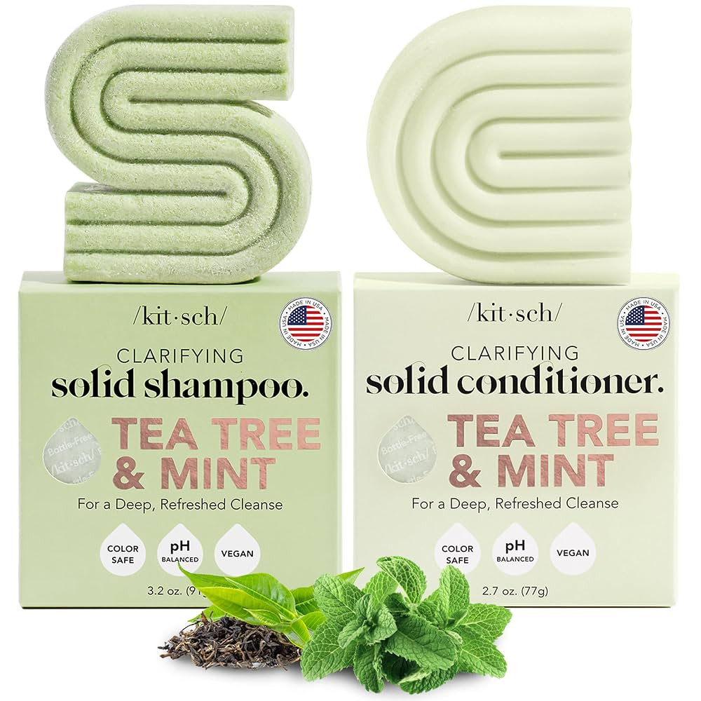 Kitsch Tea Tree Shampoo and Conditioner Set – Anti Dandruff Shampoo Bar & Conditioner Bar - Hai... | Amazon (US)
