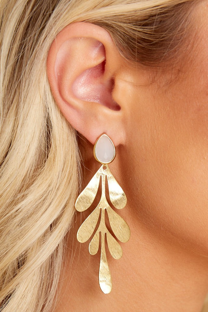 Works Of Art Gold And White Earrings | Red Dress 