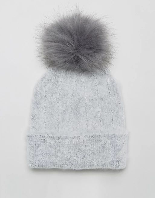 ASOS Fluffy Beanie With Faux Fur Pom | ASOS US