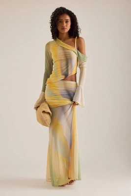Feners Susurro Ruched Drop-Waist Mesh Maxi Skirt | Anthropologie (UK)