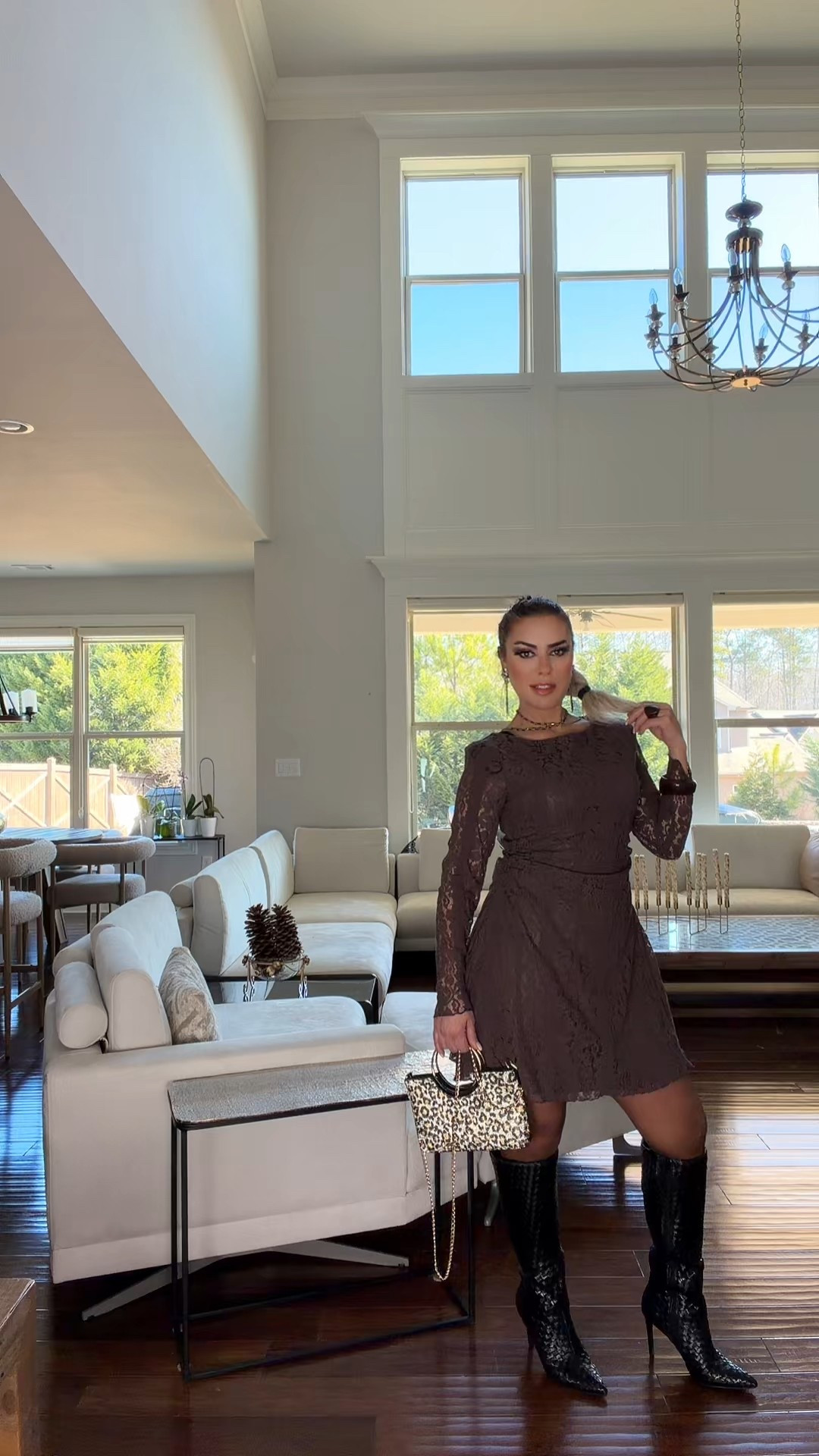 
Quorum 6106-6-39 Traditional Six Light Chandelier from Salento Collection in Copper Finish,

@amazonfindsandfashion 
@yesimamerica 

Yes, I wore a sweet brown lace dress and paired it with a black bag and a leopard print bag. What do you think?🤎

#LTKValentine #LTKNYFW #LTKootd