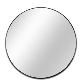 HUOVTR TA 32 in. x 32 in. Black Modern Round Framed Decorative Mirror 32 - The Home Depot | The Home Depot