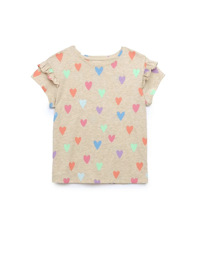 365 Kids by Garanimals Girls Ruffle Tees and Shorts Outfit Set, 4-Piece, Sizes 4-10 - Walmart.com | Walmart (US)